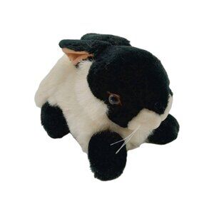 Bunny Rabbit Plush Realistic Stuffed Animal 11" Black White Shanghai Elcee Toys